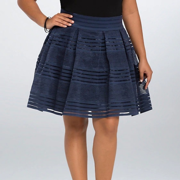 Torrid Striped Elastic Navy Full Skirt - Picture 1 of 8
